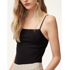 Aritzia Wilfred black ribbed tank top, XS